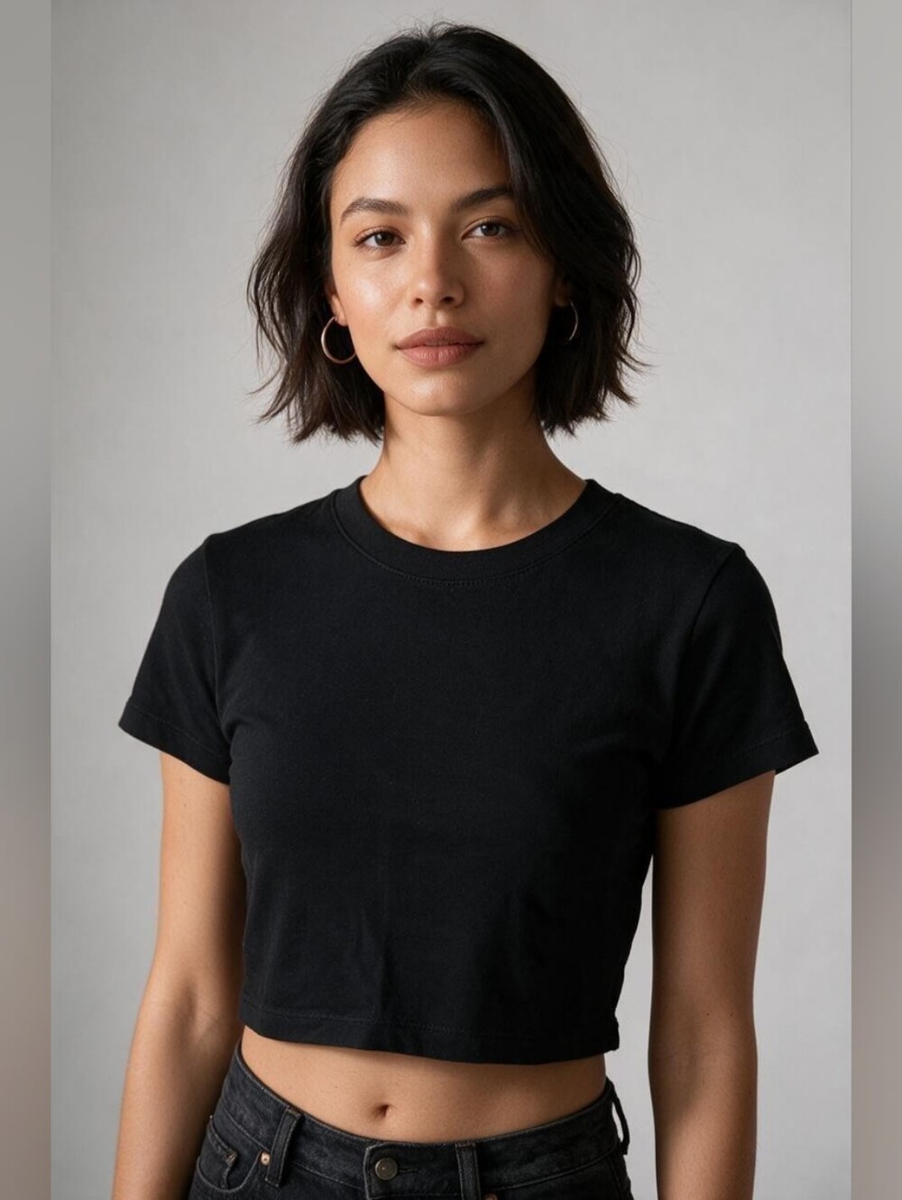 Cotton On Black Short Sleeve Crop Top